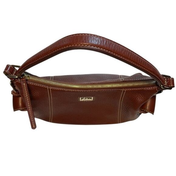 Dooney & Bourke Women Brown Peeble Leather Zip Closure Clutch Shoulder Hobo Bag - Picture 3 of 15